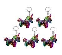 COLLBATH 5pcs Colorful Sequin Unicorn Key Rings Cute Bag Pendant Keychains Handy Accessories for Keys Luggage