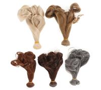 COLLBATH 5pcs Curly Doll Hair Wefts Synthetic Bjd Doll Wigs Pear Flower Perm Style Easy Apply Cotton Fiber Extensions for DIY Crafts