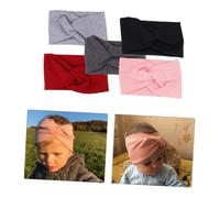 COLLBATH 5pcs Elastic Cross Hairbands Solid Color Headwraps for Soft Headbands in Black Pink Dark Gray Light Gray Comfortable Hair Accessories