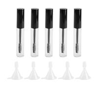 COLLBATH 5pcs Empty Mascara Tubes with Black Caps Eyelash Wand Transparent Body Funnels and Transfer Pipettes Set for DIY Eyelash Cream and Castor Oil Storage