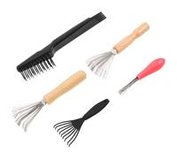 COLLBATH 5pcs Hairbrush Cleaning Kit Multi-functional Brush Rake with Ergonomic Handle for Easy Hair Removal and Bristle Maintenance Lightweight Travel-friendly Barber Cleaning Instrument