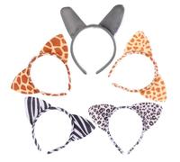 COLLBATH 5Pcs Leopard Print Cat Ear Headbands Set, Animal Cosplay Hair Accessories for Halloween Party, Holiday Hair Hoop with Mixed Patterns for Women and