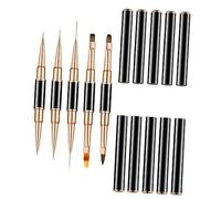 COLLBATH 5Pcs Nail Art Liner Pens Dual-ended Nail Design Brushes for DIY Manicure Reusable with Lid Compact Portable