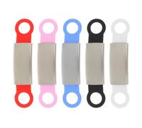 COLLBATH 5pcs Pet Identity Tags for Collar, Round Stainless Steel and Silicone Dog Name Tags with Fine Polishing Process, Scratch Resistant and Safe Without Hurting Your Pet, Suitable