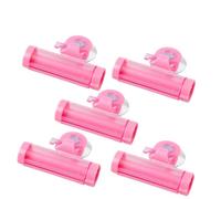 COLLBATH 5Pcs Pink Suction Cup Toothpaste Squeezer Tube Extruder Multifunctional Facial Dispenser for Bathroom Organization and Waste Reduction