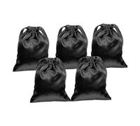 COLLBATH 5pcs Portable Drawstring Jewelry Bags Anti-scratch Travel Storage Pouches Black Cosmetic Organizer Bags for Girls for Sleepover and Toiletry Storage