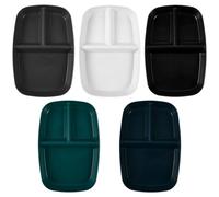 COLLBATH 5pcs Portion Control Divided Plates Set for Adults, Reusable Pp Compartment Dinner Trays in Black, White, Grey, Navy Blue, and Dark Green - Food Serving Snack and Diet Plate