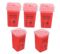 COLLBATH 5pcs Red Sharps Container for Disposal Large Capacity Waste Bin with Split Lid Safe Needle Waste Disposal for Home and