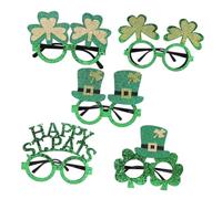 COLLBATH 5pcs St Patrick's Day Glasses Fun Irish Eyewear Accessories for Lightweight Frames with Shamrock Design for Adults Celebrating Paddy's Day