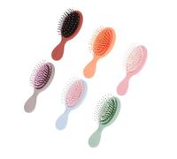 COLLBATH 6 pcs Mini Wet Hair Brush for Travel Soft Bristles Detangling Hairbrush for Curly and Dry Hair Lightweight Plastic Scalp-friendly Comb in Cloud Blue Pink Orange Green