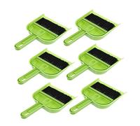 COLLBATH 6 Sets Mini Desktop Cleaning Broom and Dustpan Candy Green Compact Lightweight Brushes for Home Office Keyboard Dust Removal Soft Bristles Space Saving Storage