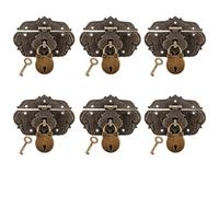 COLLBATH 6 Sets Vintage Jewelry Box Latch and Locks - Box Clasp Padlock with Keys - Antique Bear Shaped Clasp Hasps Closure for Wooden Case Drawer Cabinet Hardware