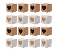COLLBATH 60Pcs Square Kraft Paper Boxes Heart-shaped Packaging DIY Kraft Paper Packing Boxes for Party Wedding Favor Candy with Blank Surface Random Color
