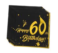 COLLBATH 60th Birthday -Stamped Napkins 40pcs Decorative Paper Napkins for Happy Birthday Party Supplies