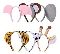 COLLBATH 6pcs Animal Headband Set for Adults - Cow, Monkey, Giraffe, Tiger, Pink Pig, Elephant Cartoon Hair Bands for Party, Festival, and Costume Accessories