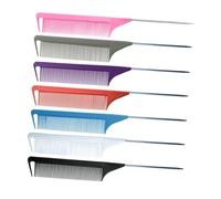 COLLBATH 6pcs Anti-static Rat Tail Comb Colorful Plastic Steel Hair Styling Tools for Salon and Home Use Lightweight Sectioning Teasing Parting Combs for Men and Women