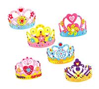 COLLBATH 6Pcs Birthday Crown Headdresses for Photography Handmade Non Woven Party Hairbands with Numbers Colorful Birthday Party Hats for Boys and Role Play and Photo Props