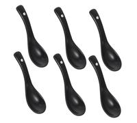 COLLBATH 6Pcs Black Ceramic Soup Spoons with Ergonomic Handle for Household and Dessert Use Smooth Edges Food Spoons Suitable for Rice Soup Asian Cuisine Comfortable Grip