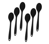 COLLBATH 6pcs Black Silicone Cooking Spoons Heat Resistant Non-Stick Kitchen Utensils for Stirring Mixing Serving Soup and Salads with Sealed Handle Design