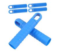 COLLBATH 6pcs Blue Flat Mop Handle End Caps Anti-Slip Patterned Plastic Replacement Sleeves with Hanging Holes for Cleaning Mop Rods Broom Handles Clothesline Sticks