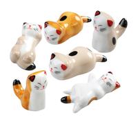 COLLBATH 6pcs Cat Shape Ceramic Chopsticks Rest Multifunctional Kitten Design Porcelain Holder for Dining Table Decoration and Reusable Chinese Tableware