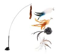 COLLBATH 6Pcs Cat Teasing Wands with Suction Cup Base Interactive Self Play Teasers with Bells Engaging Cat for and Biting Behavior Modification