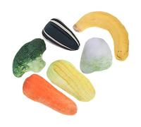 COLLBATH 6pcs Catnip Plush Toys Vegetable Set Carrot, Broccoli, Banana, Corn, and Cabbage, Interactive Kitten Teaser Toys for Indoor Play
