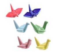 COLLBATH 6pcs Ceramic Crane Chopsticks Rest Utensil Holders for Kitchen Table Decoration Japanese Style Paper Crane Design