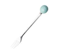 COLLBATH 6pcs Ceramic Handle Mini Stainless Steel Forks for Dessert Coffee Ice Cream Creative Flatware Home Tableware Sky-Blue Ergonomic Comfortable Grip