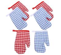 COLLBATH 6PCS Checkered Oven Mitts Heatproof Baking Gloves for Microwave and Oven Use Small Kitchen Mittens with Strong Insulation Safe Mini Chef Accessories for S Cooking