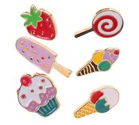 COLLBATH 6PCS Cute Dessert Theme Brooch Alloy Cartoon Pins with Ice Cream Cupcake Lollipop Strawberry Lightweight Accessories for Bags Hats Outfits