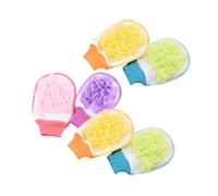 COLLBATH 6PCS Double Sided Exfoliating Bath Gloves for Men and Women Fiber Shower Mitts for Dead Skin Removal Comfortable Fit Body Scrub Gloves Portable Random Colors Random Color