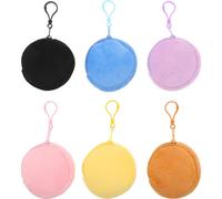 COLLBATH 6pcs Everything Storage Pouch: Soft Circular Shape Zipper Mini Pouch - Portable Small Change Purse for Earbuds Chargers Changes Childrens