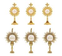COLLBATH 6pcs First Communion Chalice Lapel Pin - Catholic Religious Medal for Church Party Favors - Chalice Cross Lapel Pin for Special Occasions Catholic Keepsake