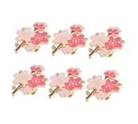 COLLBATH 6pcs Floral Brooch Pin Cherry Blossom Brooch for Women Fashion Metal Pin