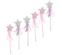 COLLBATH 6pcs Glitter Fairy Wands for Lightweight Star and Flower Design Princess Cosplay Props for Birthday Party Dress-up and Stage Performance