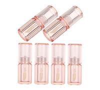 COLLBATH 6pcs Mini Clear Lip Gloss Tubes Refillable Plastic Containers with Fine Brush Wand for DIY Lip Balm Lipstick Round Lightweight Cosmetic Sample Vials