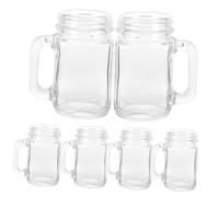 COLLBATH 6pcs Mini Mason Jar Liquor Cups with Handles Small Glass Shot Cups for Party Cocktail and Household Use Sturdy Base Smooth Polished Edges Safe Drinkware