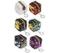 COLLBATH 6pcs Minimalist Wallet for Women Sequin Coin Purse Zipper Change Purse Cubic Wallet