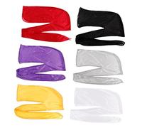 COLLBATH 6pcs Multi-use Turban Wraps for Long Hair Loss Soft Headwrap Caps Breathable and Comfortable for Women Undergoing Chemotherapy Includes Purple Black White Burgundy Gray Gold