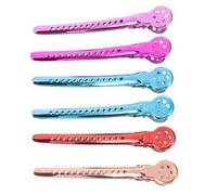 COLLBATH 6Pcs Professional Stainless Steel Hair Clips for Styling and Sectioning No Marking Salon Hair Cutting Clips for Secure Hold Suitable for Coloring and Hairdressing Random Color