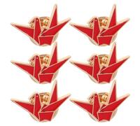 COLLBATH 6pcs Red Origami Crane Brooch Creative Alloy Badge Pins for Clothes Versatile Fashion Accessory Lapel Pins for Casual and Formal Wear