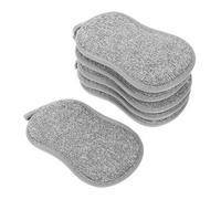 COLLBATH 6pcs Reusable Kitchen Cleaning Sponges Double-Sided Bamboo Fiber Dish Scrub Pads for Pots Bowls Cups Strong Absorption and Non-Sticky Oil Multipurpose Household Use