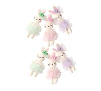 COLLBATH 6pcs Soft Plush Rabbit Dolls DIY Craft Supplies Cute Stuffed Bunny Ornaments for Hair Accessories in Pastel Green Purple Pink
