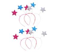 COLLBATH 6pcs Sparkly Star Headbands for Independence Day Patriotic Hair Hoops for Boys and Girls Fun Festival Accessories Cute Star Design