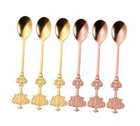 COLLBATH 6pcs Stainless Steel Coffee Spoons Vintage Court Style Soup and Mixing Spoons Multi Purpose Teaspoons for Hot Tea Dessert Ice Household Dinnerware