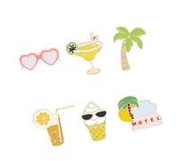 COLLBATH 6pcs Summer Theme Brooch Set Creative Coconut Tree and Orange Juice Breastpins for Party Dress Up Lightweight Accessories for Women