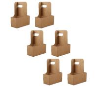 COLLBATH 6pcs Thickened Kraft Paper Cup Holders with Handle Portable Takeaway Drink Rack for Coffee and Milk Tea Cups Suitable for Takeout and Outdoor Use