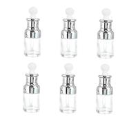 COLLBATH 6Pcs Transparent Glass Dropper Bottles for Essential Oil Aromatherapy Skincare Refillable Containers with Silver Caps for Travel and Daily Use