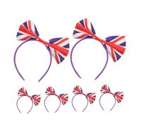 COLLBATH 6pcs Union Jack Hair Bands British Flag Bowknot Headbands for Sports Fans Uk Festival Soft Satin Hair Accessories Comfortable Fit for Football Matches and Themed Events